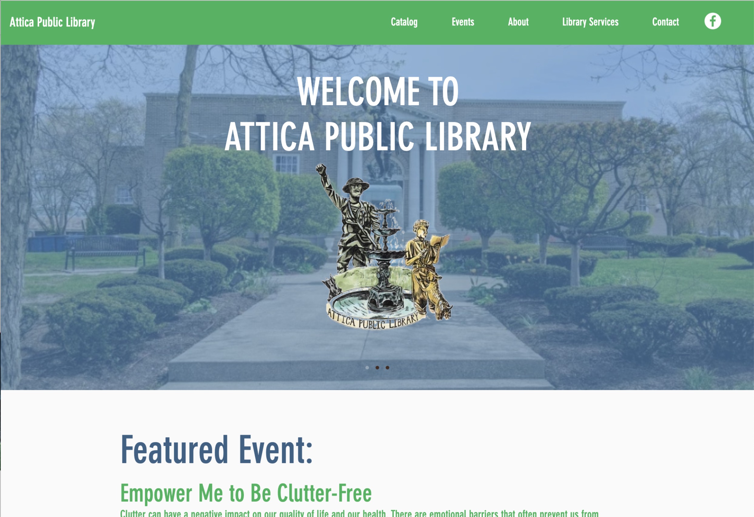 Attica Public Library Website Screenshot