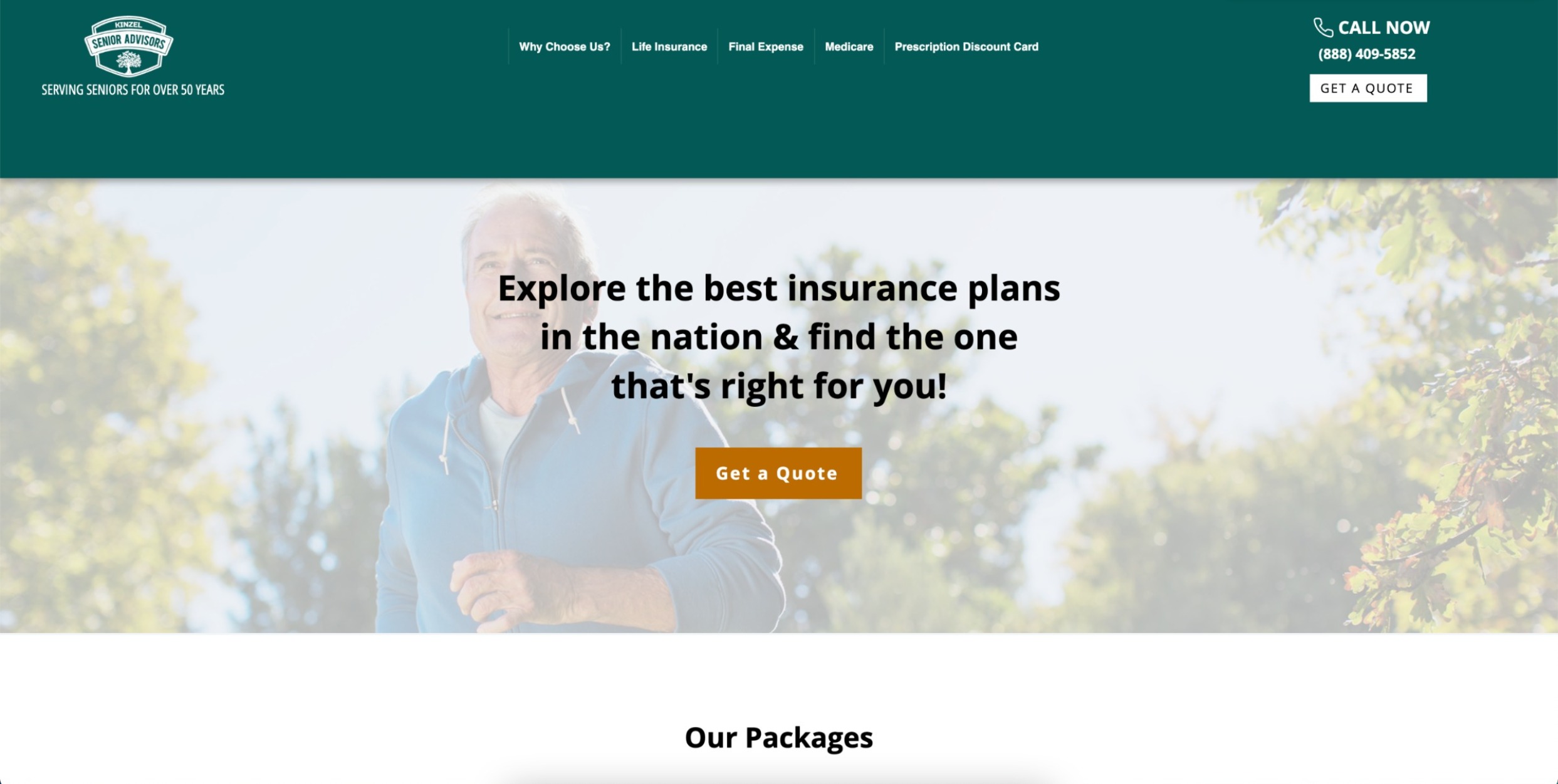 Kinzel Senior Advisors Website Screenshot